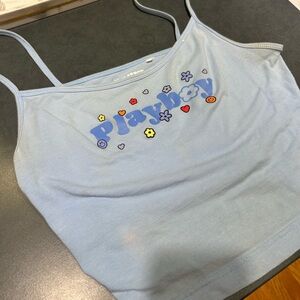 SOLD: PLAYBOY BABY BLUE CROPPED TANK TOP!